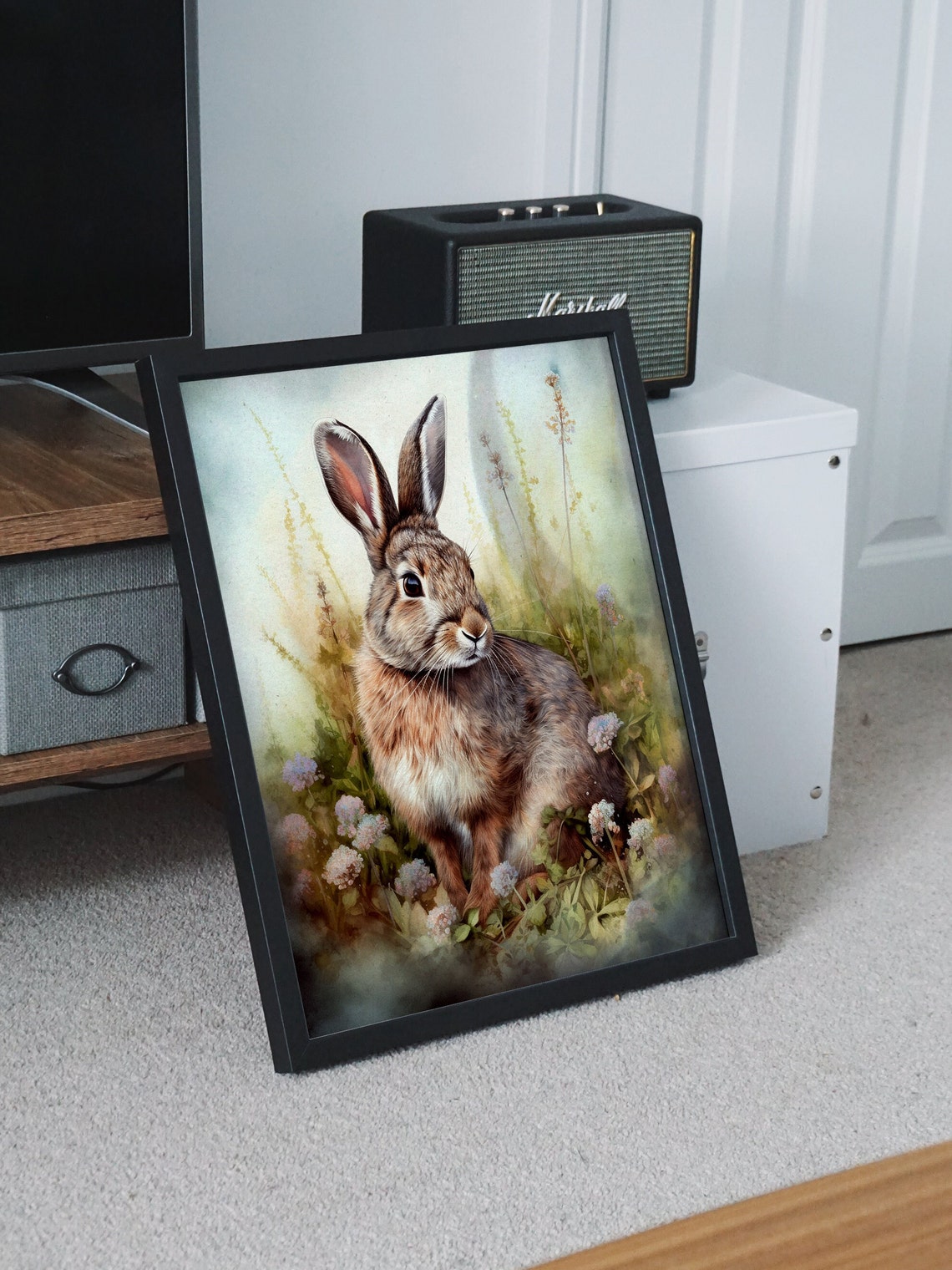 Brown Hare Among Wildflowers Watercolor Woodland Animal Poster - Image 8