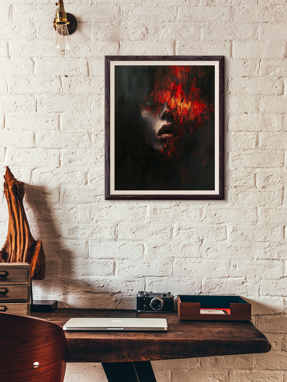 Burning Demon Face Abstract Horror Gothic Dark Fantasy Art Poster - Image 5