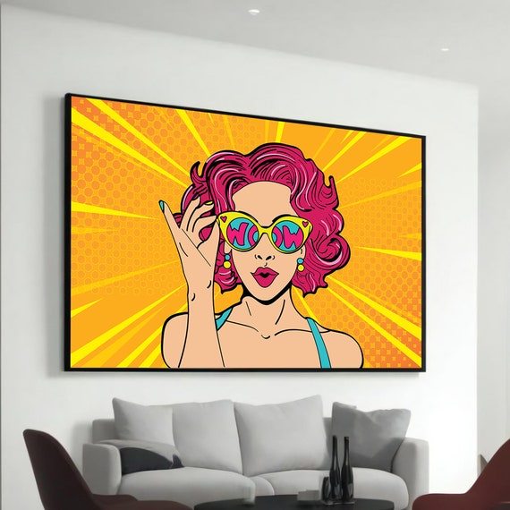 Banksyinspired Pop Art Canvas Vibrant Graffiti Wow Girl Modern Urban Street For Home Decor Unique Gift
