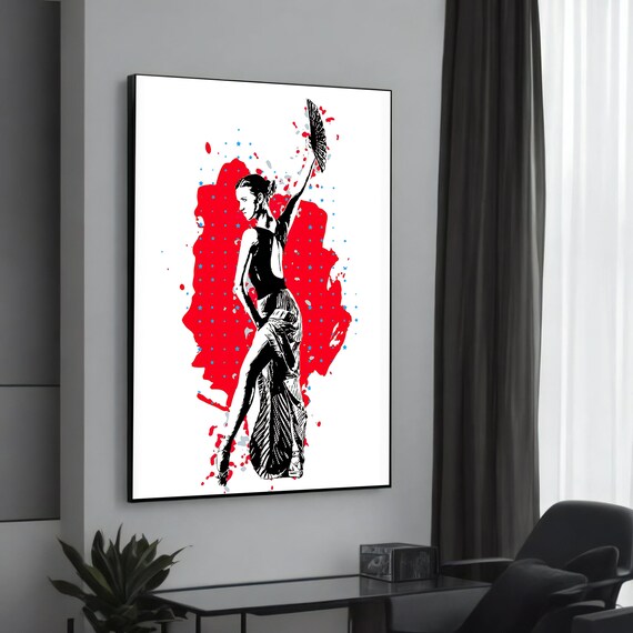Bold Flamenco Dancer Canvas Art Modern Wall Decor Framed Print Ready To Hang Danceinspired Home