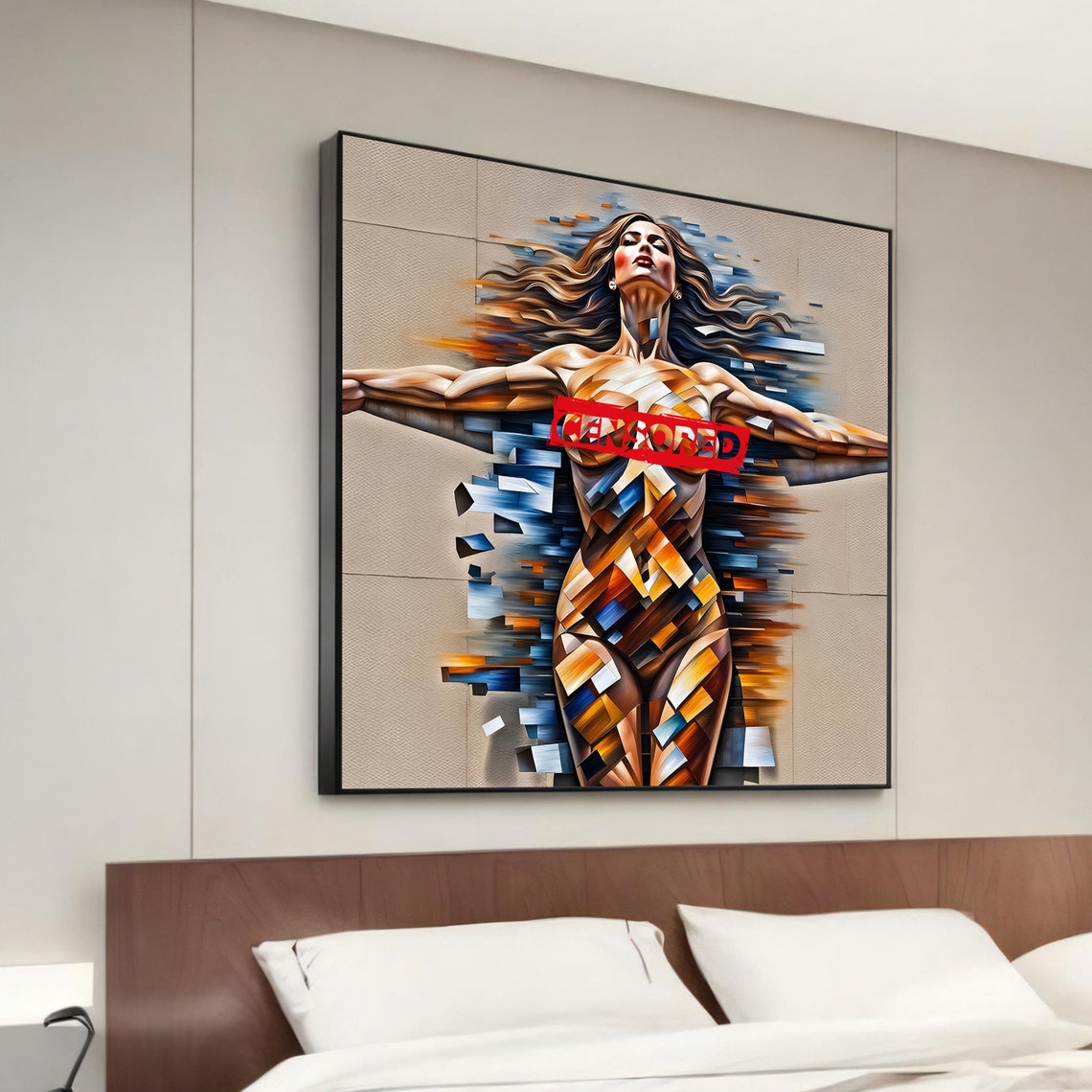 Abstract Female Figure Mosaic Art Bold Contemporary Modern Wall Poster