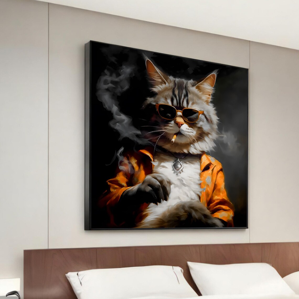 Cool Cat With Sunglasses Art Print, Whimsical Animal