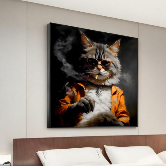 Cool Cat With Sunglasses Art Print, Whimsical Animal