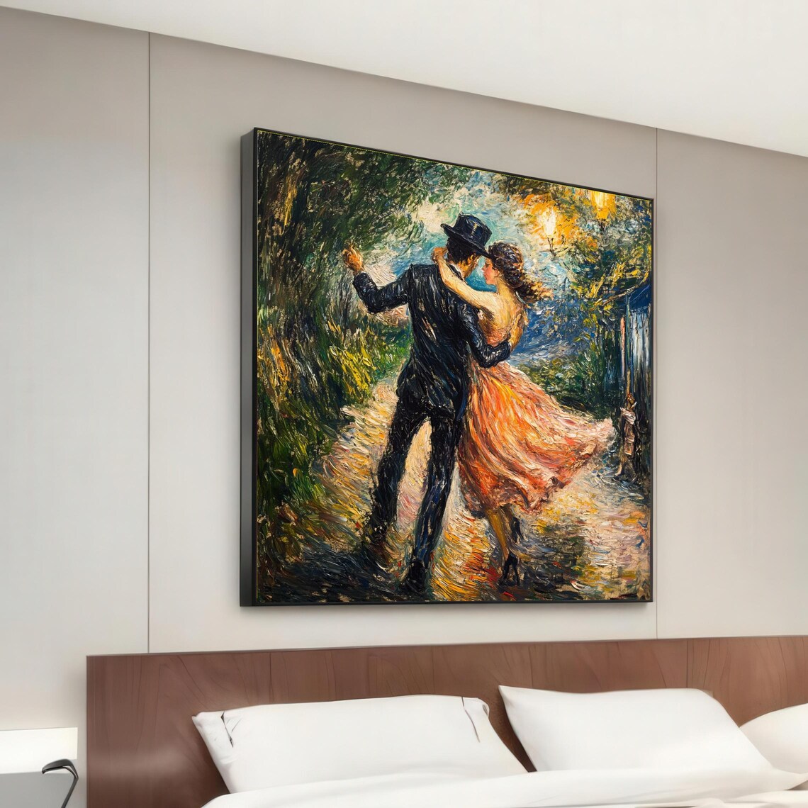 Impressionist Dancing Couple Moonlit Night Romantic Oil Painting Poster