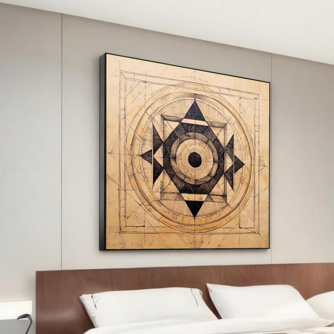 Geometric Mandala Line Art Sacred Circle Sketch Wall Decor Poster