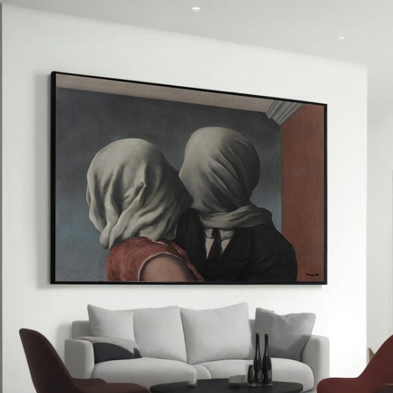 Rene Magritte The Lovers Veiled Kiss Surrealist Classic Art Poster