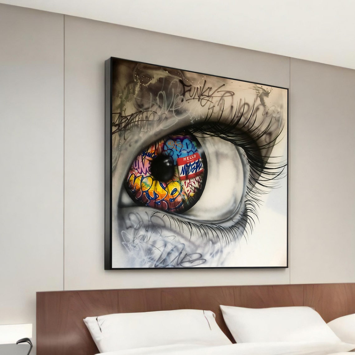 Graffiti Eye Close Up Street Art Style Bold Urban Canvas Wall Art