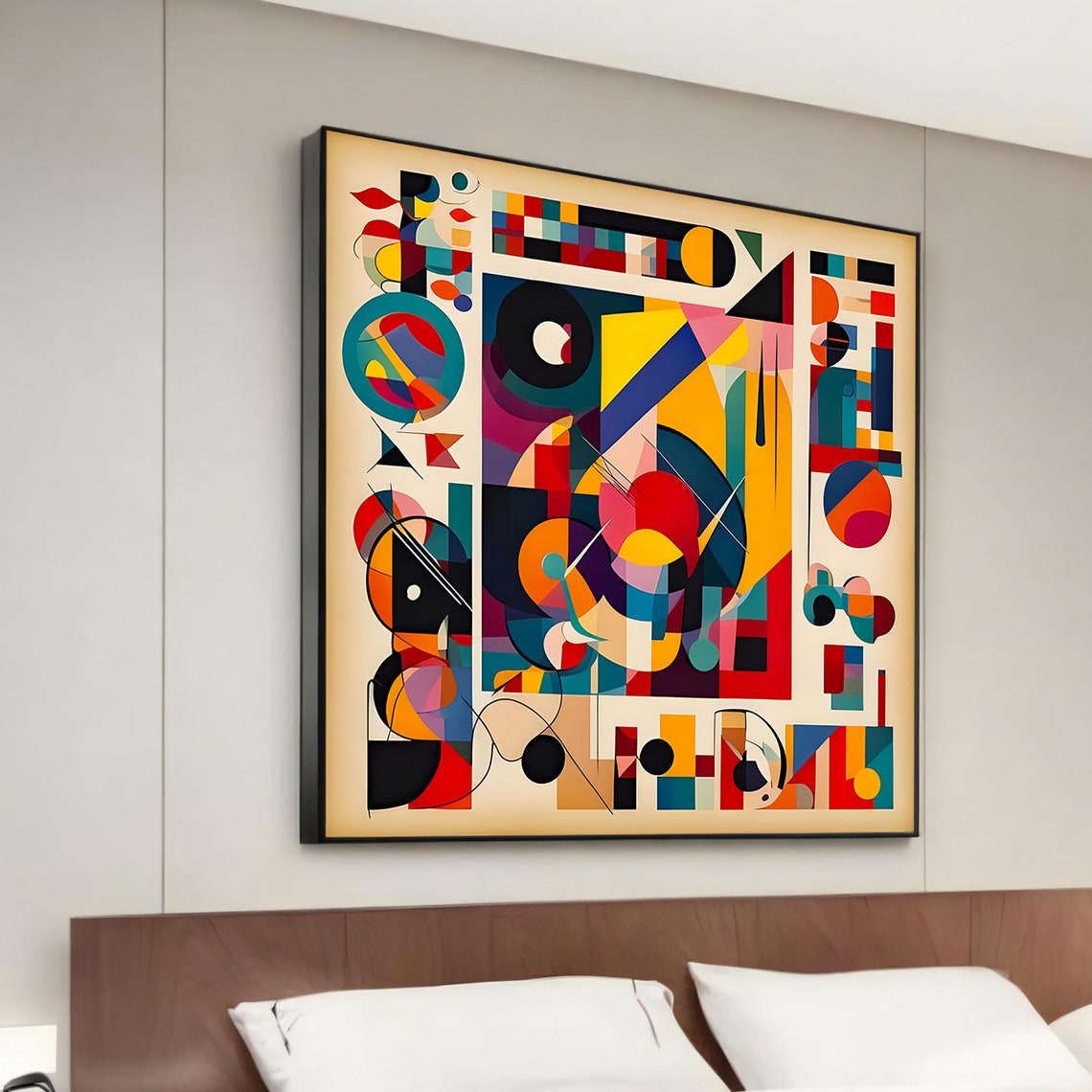 Geometric Abstract Colorful Bauhaus Style Shapes Artwork Poster
