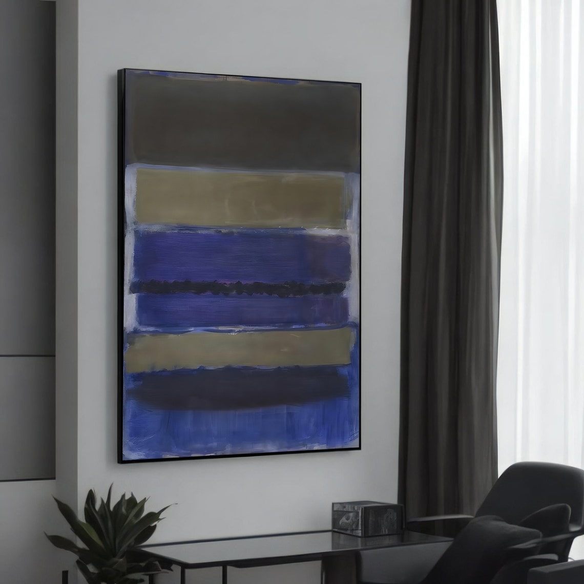 Rothko Style Blue Gray Color Field Abstract Canvas Art Poster