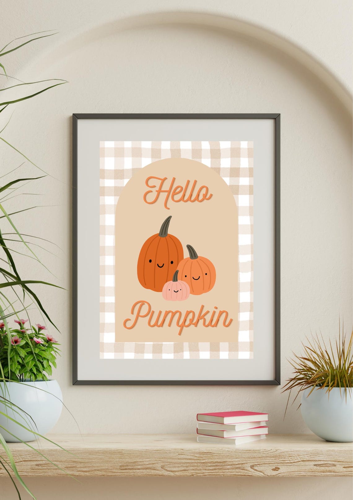 Hello Pumpkin Print Autumn Wall Halloween Poster Fall Home Decor Seasonal Living Room Art