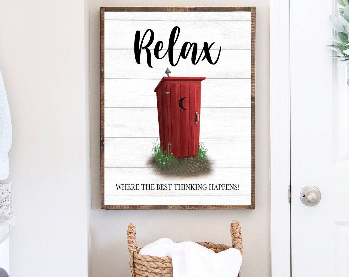 Red Outhouse Relax Where The Best Thinking Happens Funny Poster