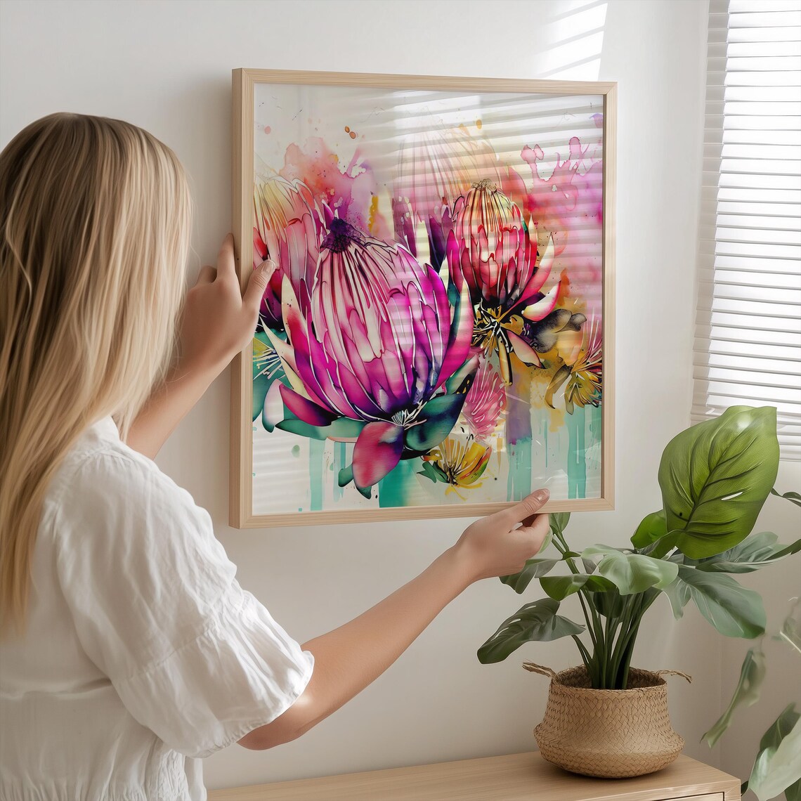 Watercolor Protea, Modern Boho Decor Art Print - Image 3