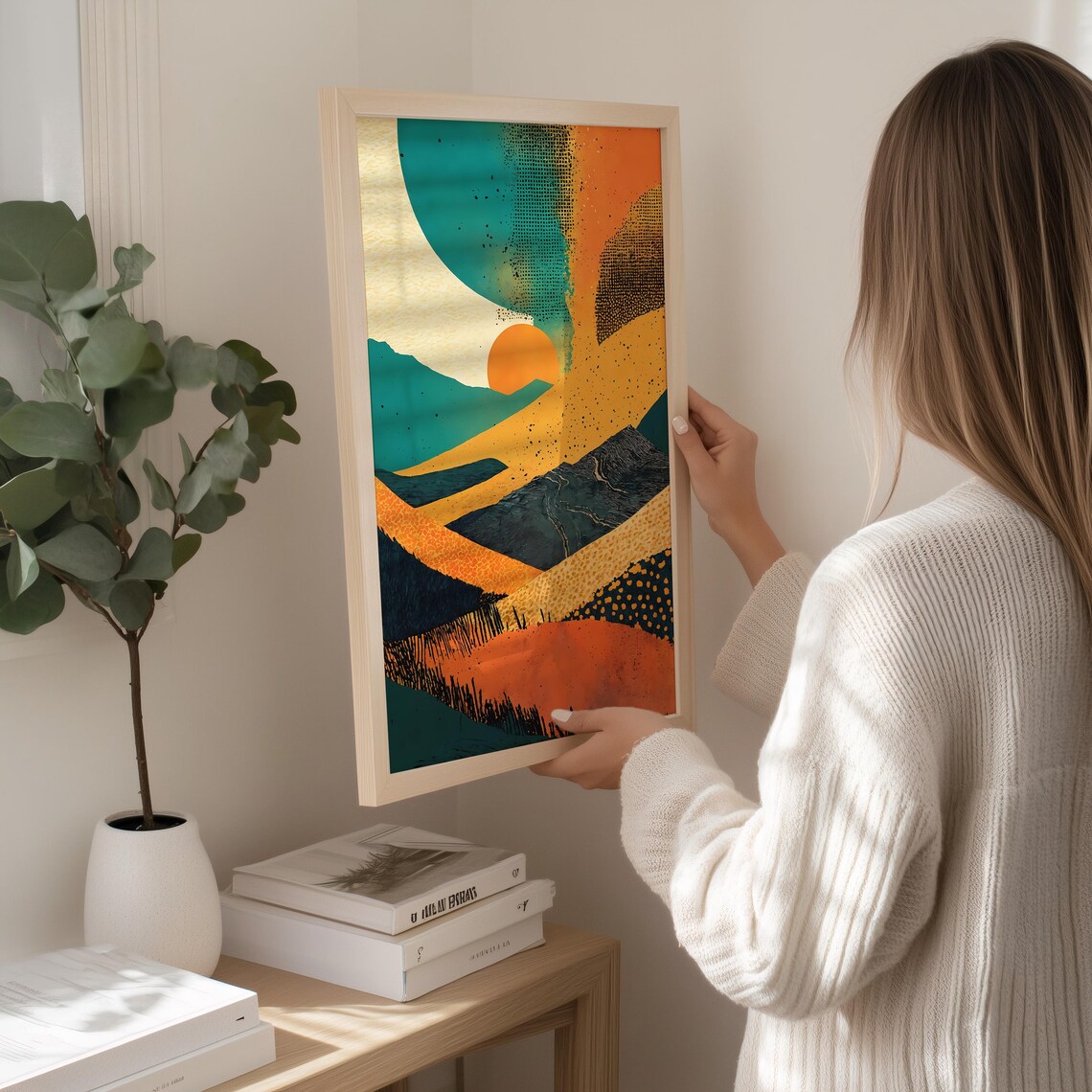 Abstract Landscape Modern Sunset, Minimalist Geometric Art - Image 4