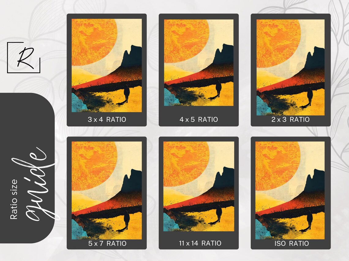Abstract Landscape, Modern Sunset Minimalist Geometric Art Print - Image 3