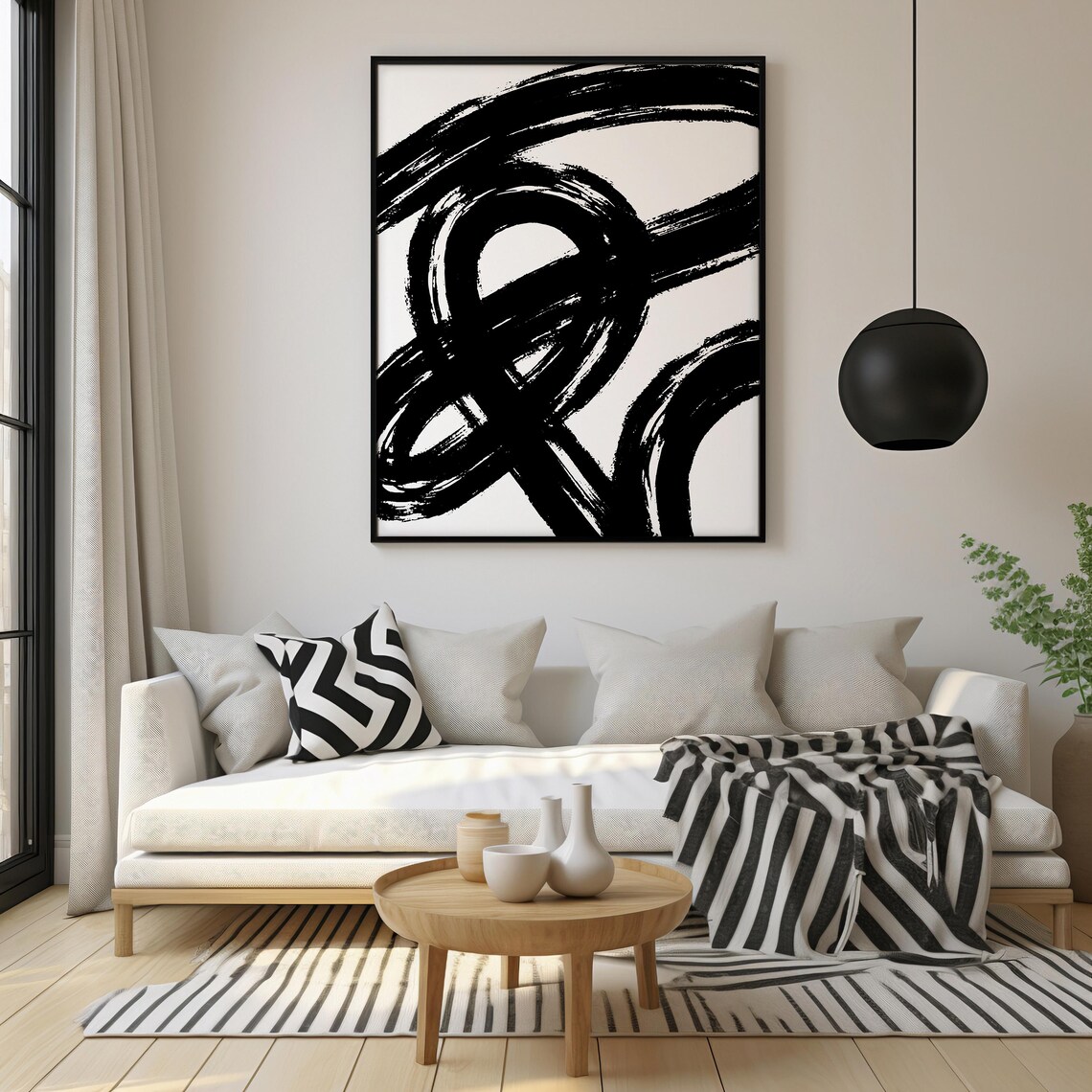 Black Brushstroke Modern Abstract Ink Line Art - Image 5