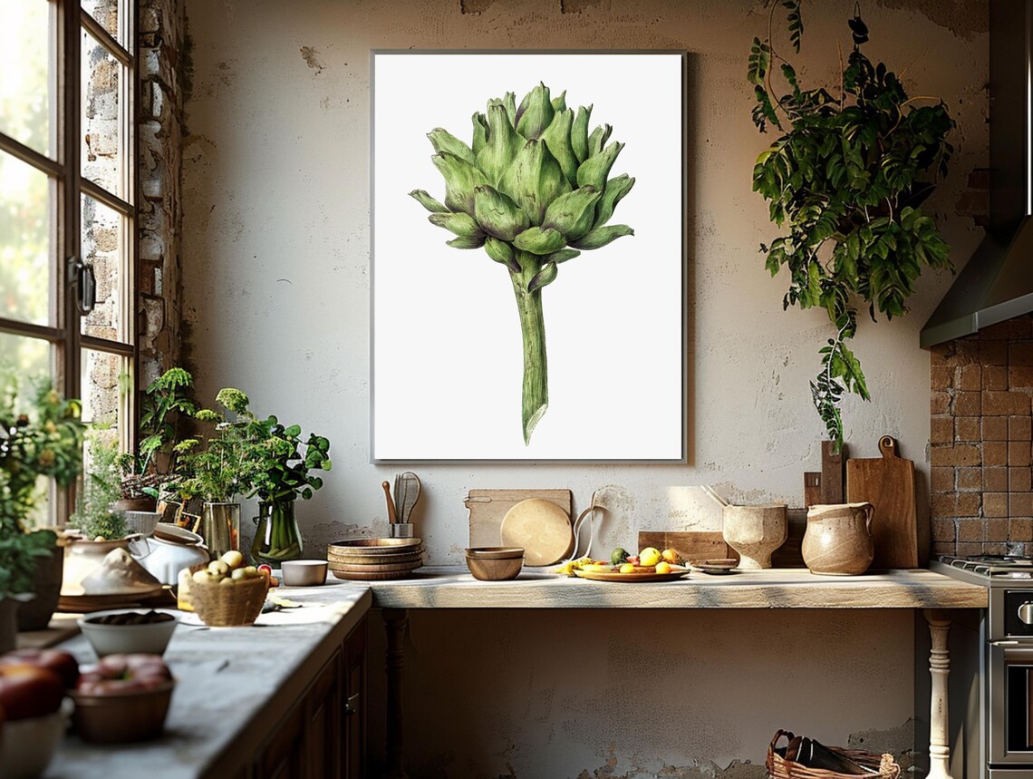 Vintage Botanical Artichoke, French Country Decor - Image 4