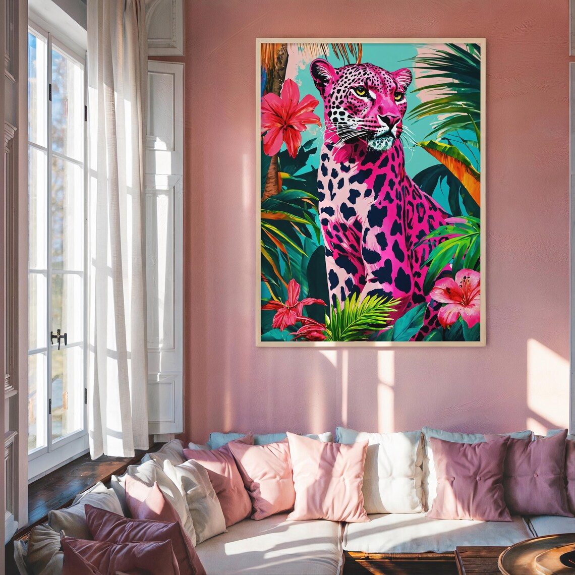 Pink Leopard Tropical Jungle Pop Art Poster - Image 4