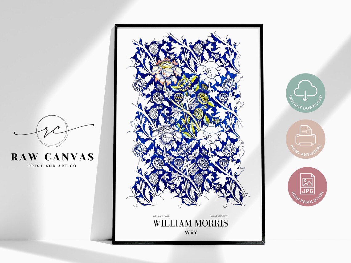 William Morris Wey Pattern, Arts Crafts Botanical