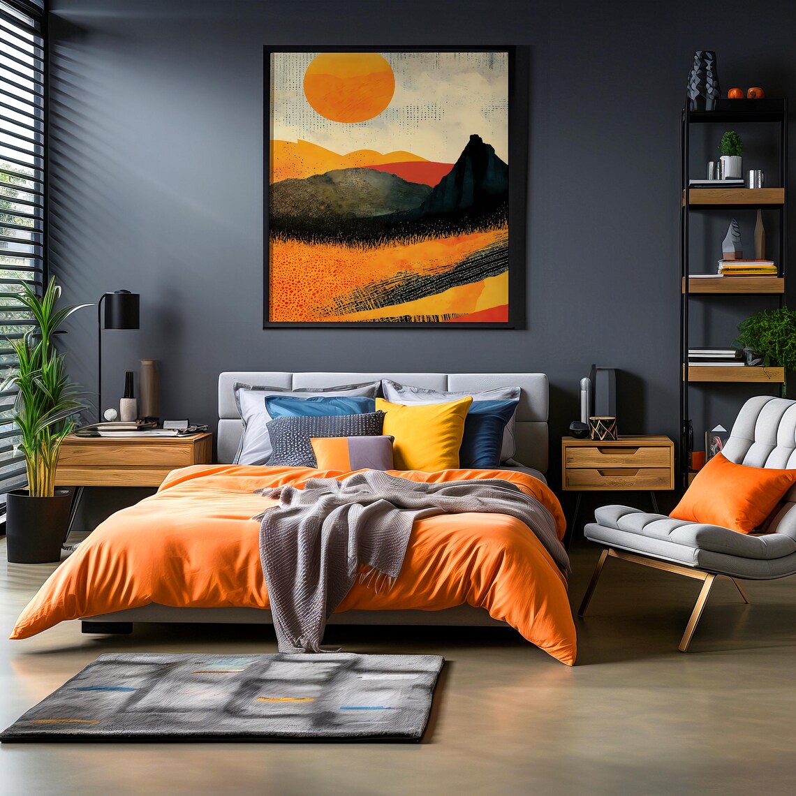 Abstract Landscape, Minimalist Geometric Sunset Art Print - Image 2