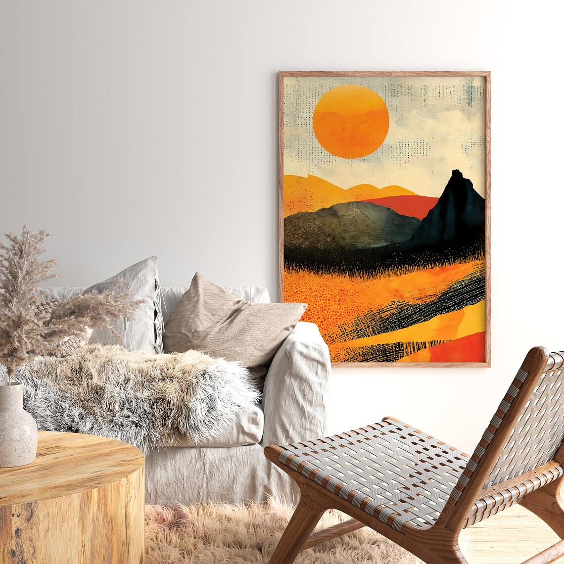 Abstract Landscape, Minimalist Geometric Sunset Art Print - Image 3