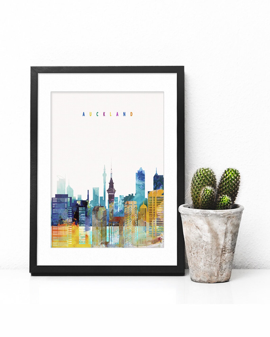 Auckland Watercolor City Skyline New Zealand Print Decor Modern Gift - Image 2