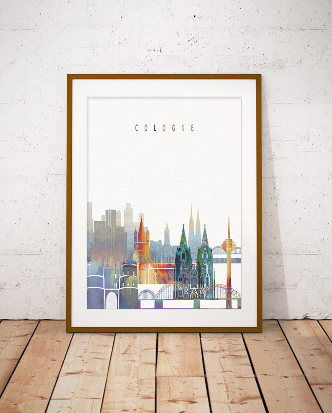 Cologne Germany Cathedral Watercolor Skyline Cityscape Poster