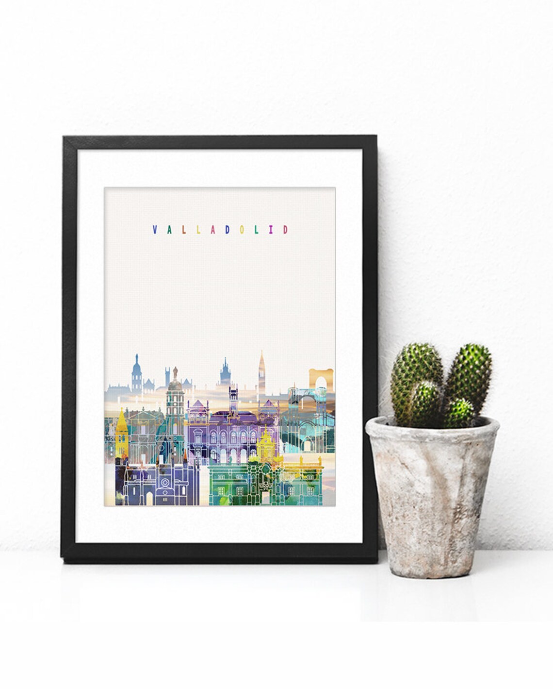 Valladolid Watercolor City Skyline Spain Print Home Decor Modern - Image 2