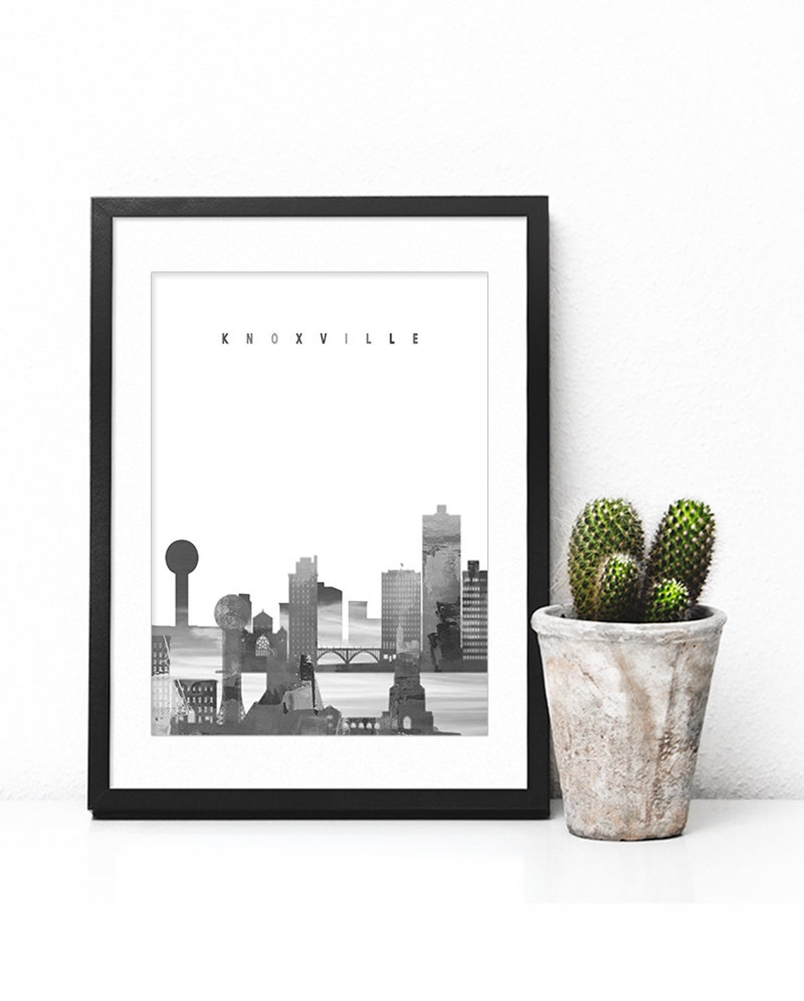 Knoxville Black and White Skyline Tower Minimalist Decor Poster - Image 3