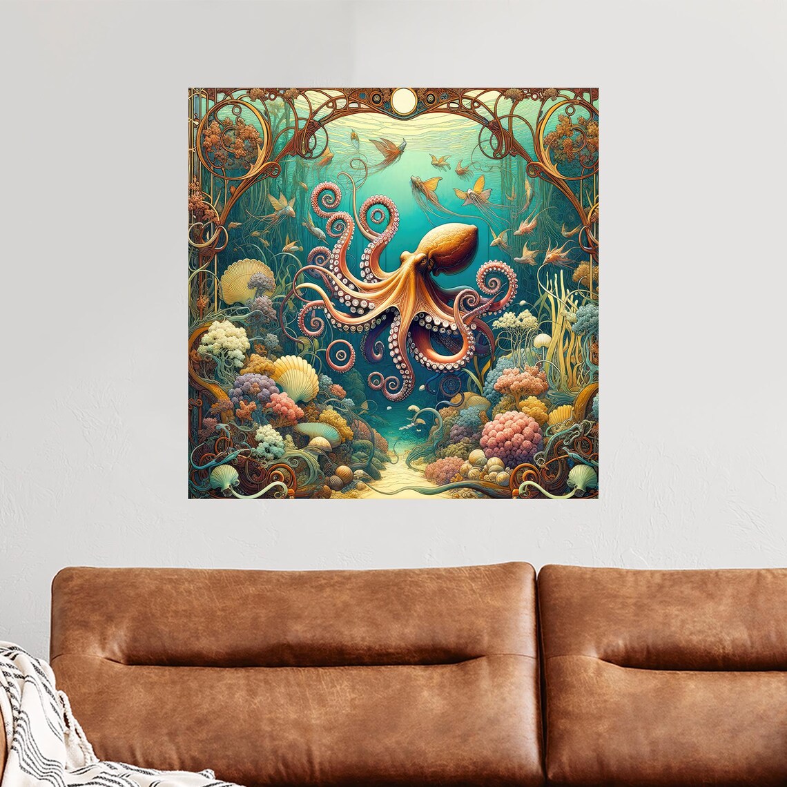 Octopus Personalized Ocean Art Print, Baby Boy Gift