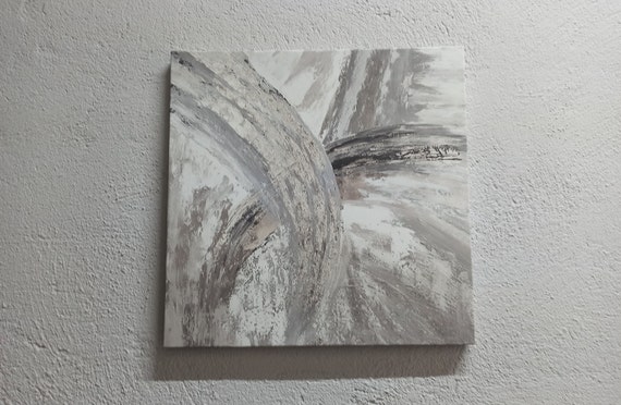 Modern Art Silver Marble Artwork Abstract Canvas Trendy Wall Decor Gray Poster