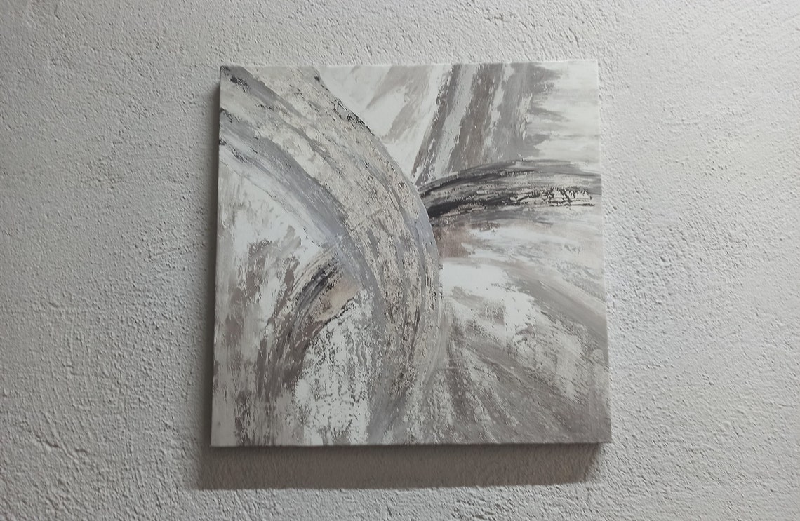 Modern Art Silver Marble Artwork Abstract Canvas Trendy Wall Decor Gray Poster