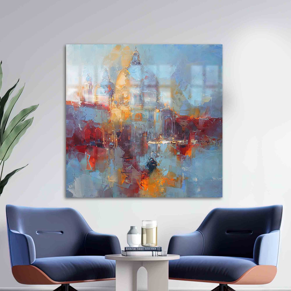 Venice Canal with Domed Church Abstract Impressionist Art Poster