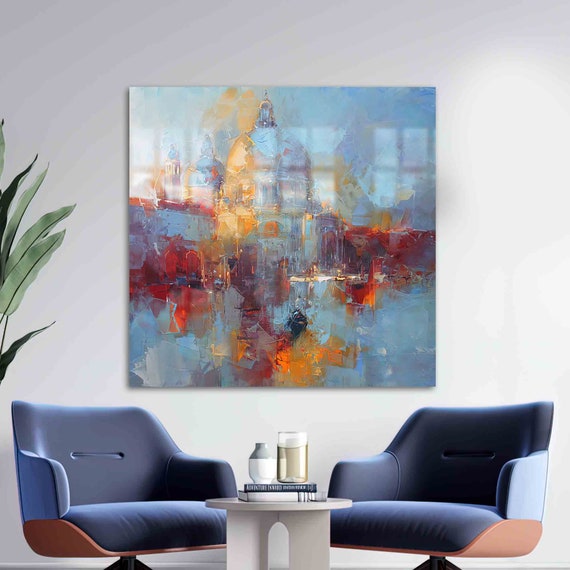 Glass Art Wall Venice Landscape Printing Abstract Decor Tempered Cityscape