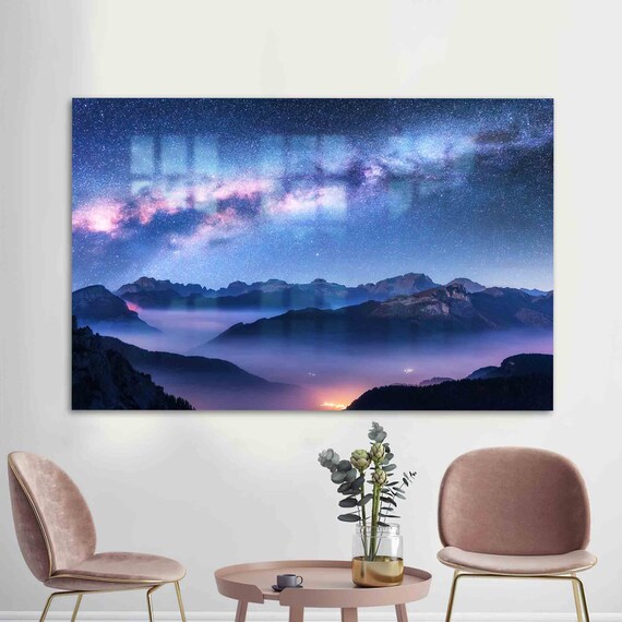 Tempered Glass Printing Art Above Clouds Wall Decoration Sky Fog Cosmos