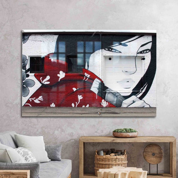 Tempered Glass Mural Art Wall Decor Woman Graffiti Abstract Printing