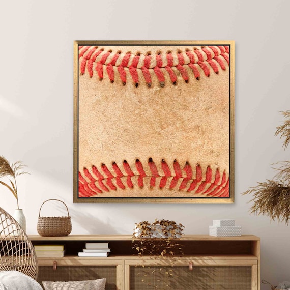 Vintage Baseball Close Up Red Stitching Classic Sports Photo Poster