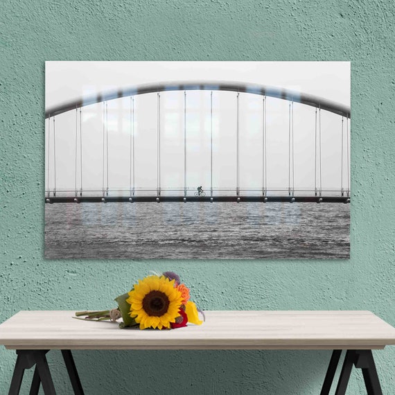 Wall Decoration Glass Art Decor Bridge City View Seascape Tempered Sea