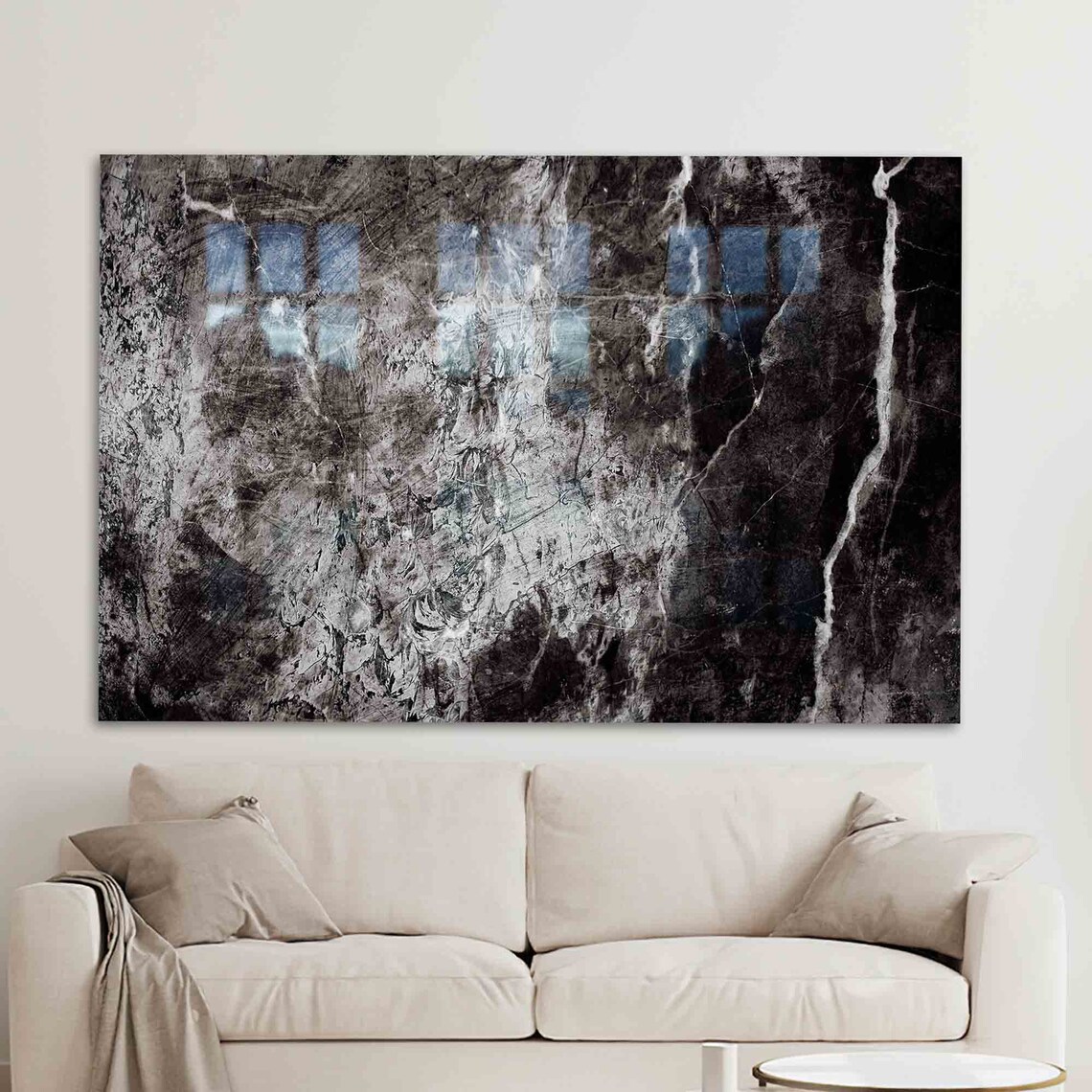 Glass Art Wall Decoration, Modern Black Alcohol Ink
