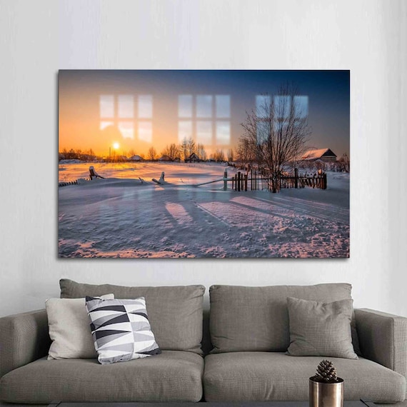 Wall Decor Glass Art Sunshine Printing Sunset View Landscape