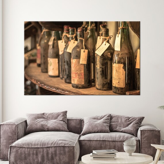 Vintage Wine Bottles Dusty Cellar Tags Antique Bar Photo Poster