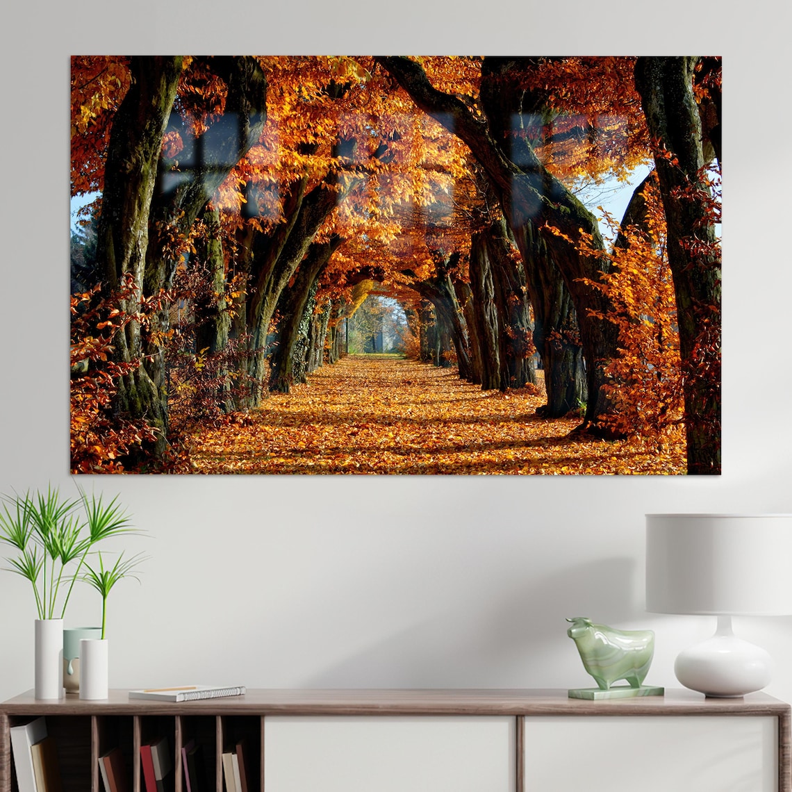Landscape Wall Decoration Tree Glass Autumn Hanging Living Room Decor Art Contemporary