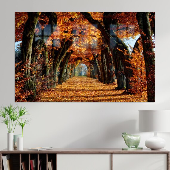 Landscape Wall Decoration Tree Glass Autumn Hanging Living Room Decor Art Contemporary