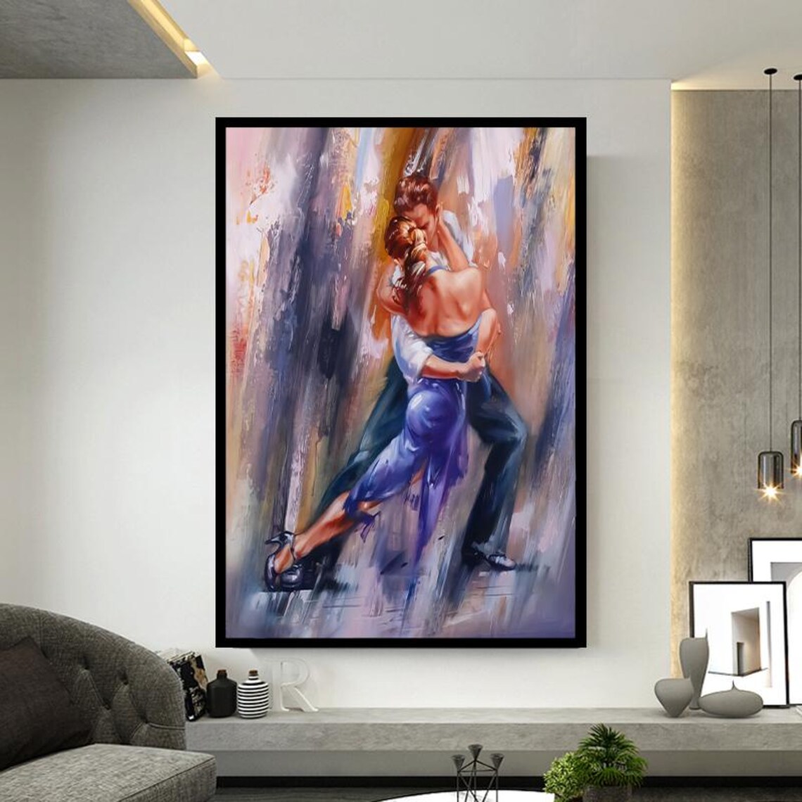 Romantic Ballroom Dancers in Flowing Blue Dress Dance Poster - Image 2