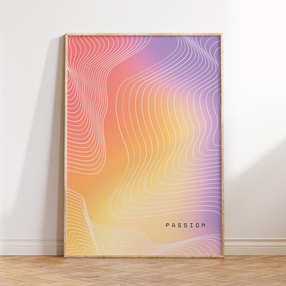 Passion Retro Gradient Wavy Line Modern Positive Affirmation Wall Art