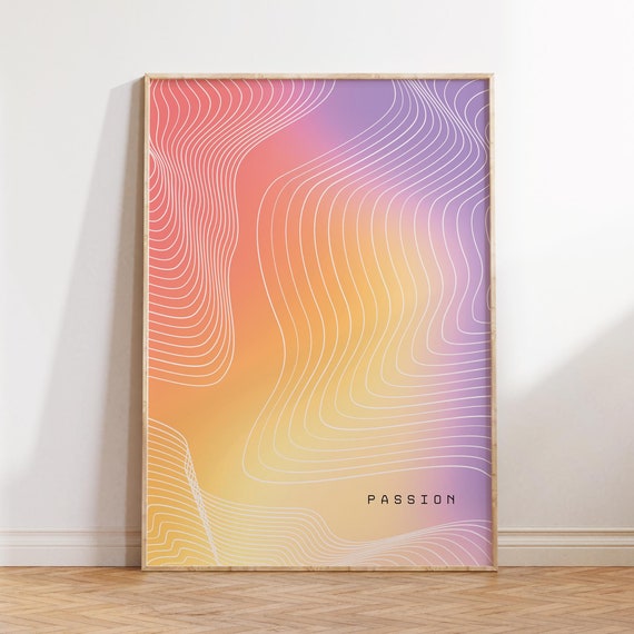 Passion Retro Gradient Poster Aura Law Of Attraction Print Yoga Daily Affirmations Divine Feminine Art Neutral Wall Decor