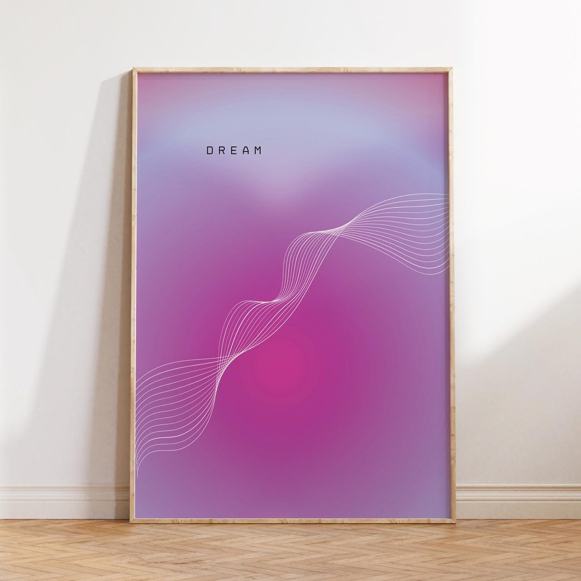 Dream Retro Gradient Aura Poster With White Ribbon Lines Minimal Art