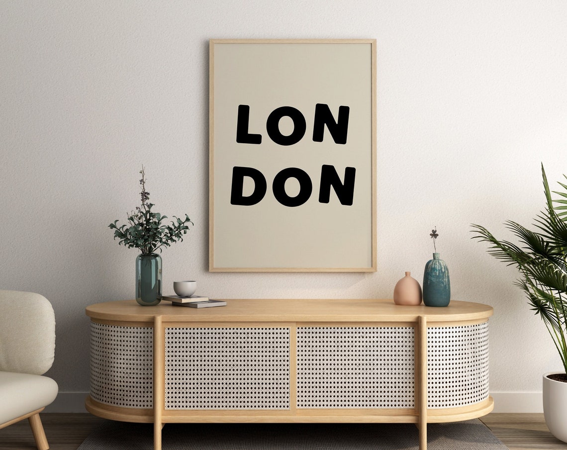 London Art Print London Poster London Wall Art Black London Wall Art Cute Trendy Art City Posters London Wall Poster Beige Posters