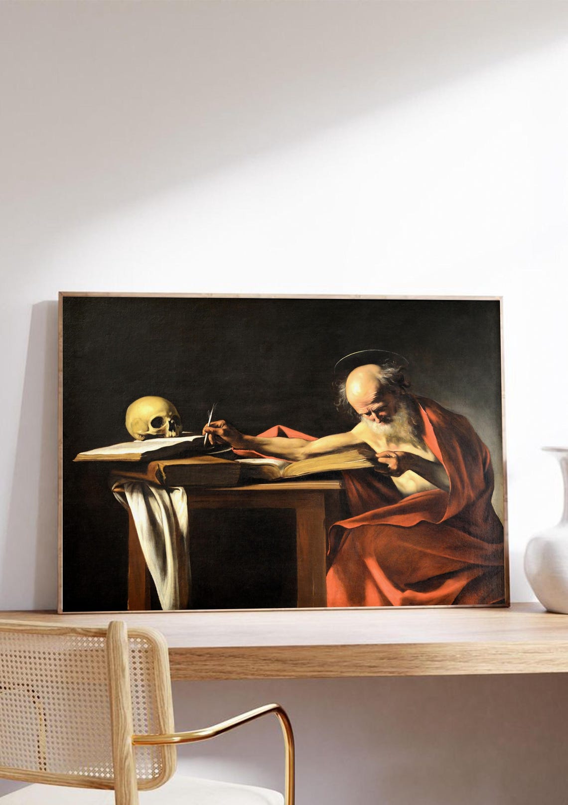 Caravaggio Saint Jerome Writing, Vintage Art Print - Image 3
