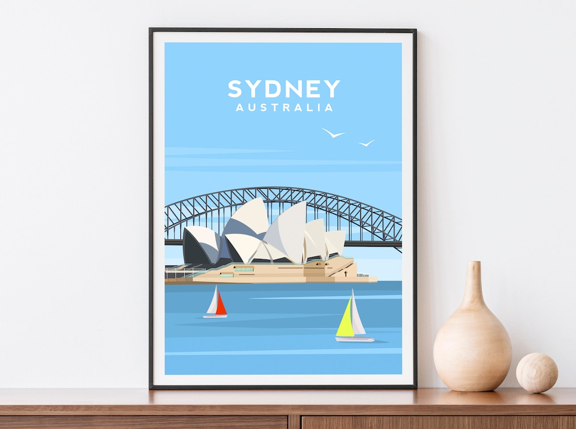 Sydney Travel Poster, Opera House Harbour Bridge