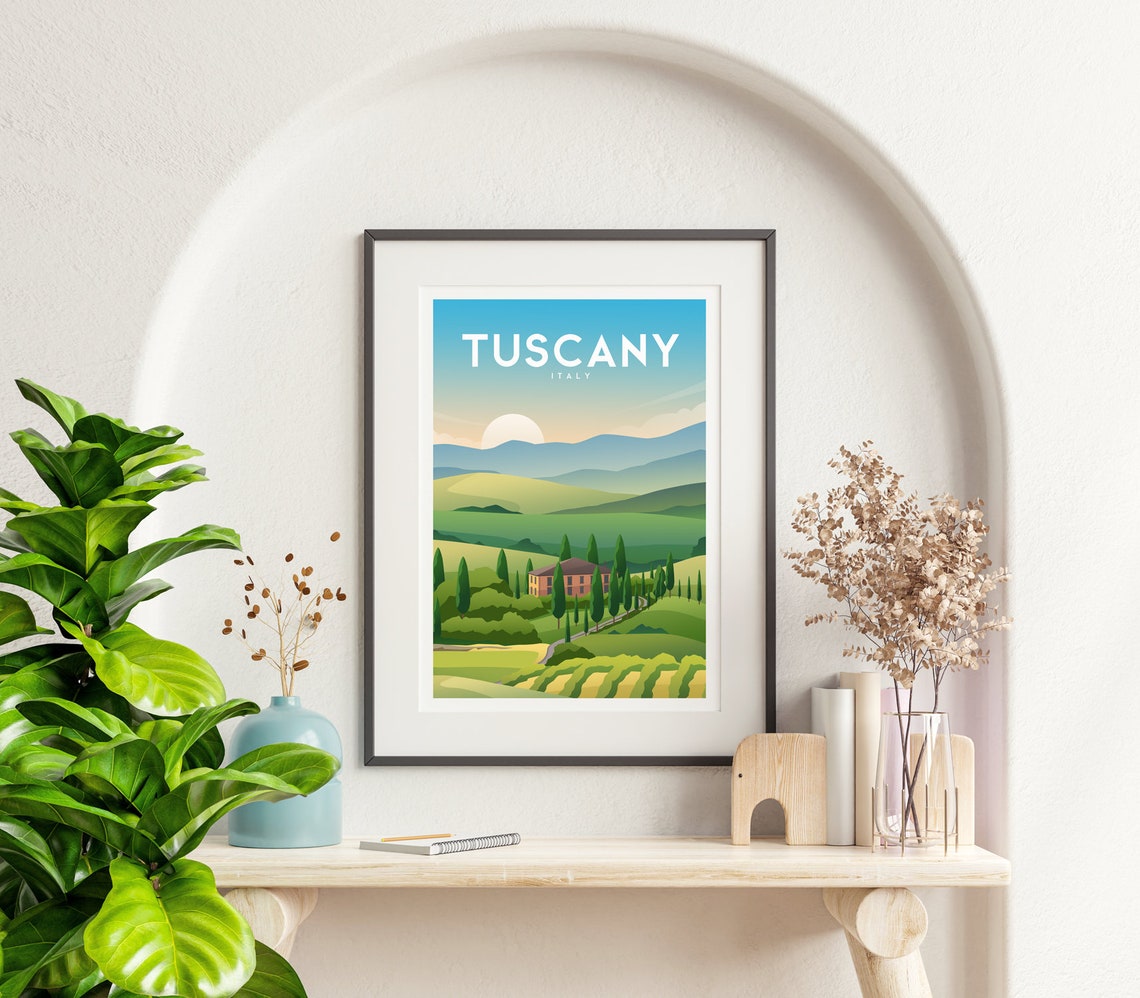 Tuscany Italy Rolling Hills Villa Cypress Countryside Poster - Image 2